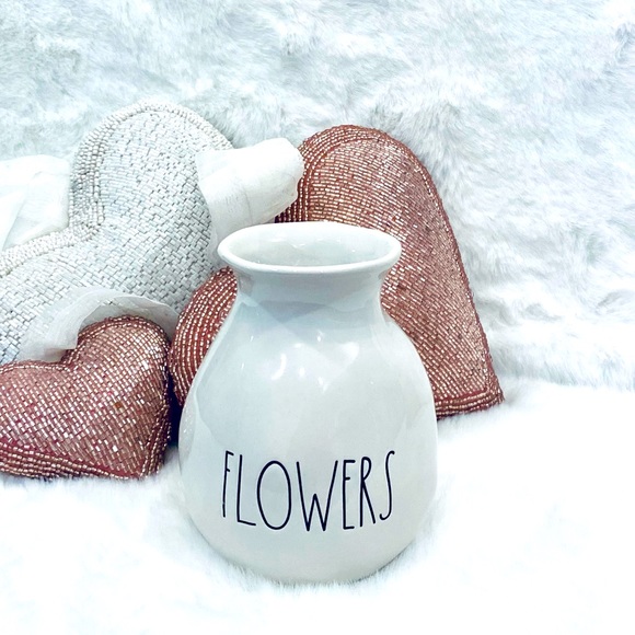 NWT Rae Dunn vase FLOWERS bud vase white ceramic decor holiday gift - Picture 1 of 3